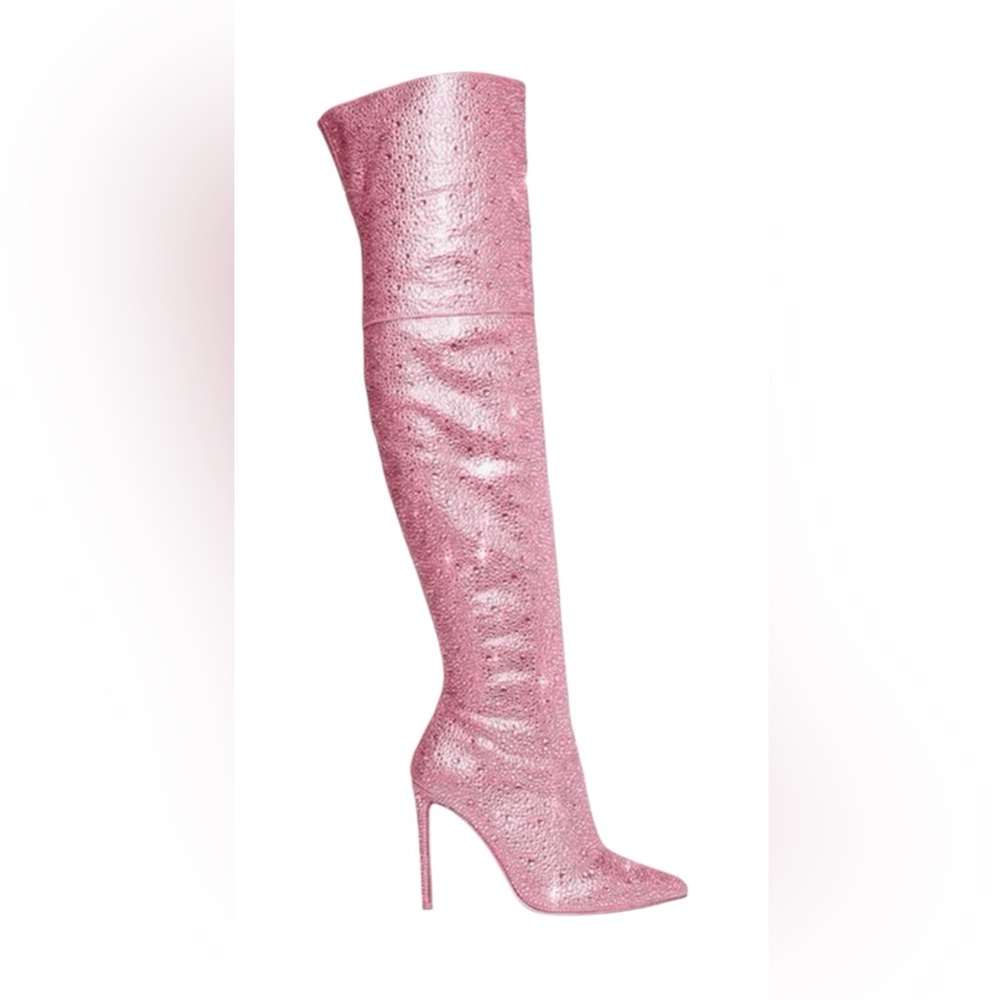 👢STEVE MADDEN VIVIANNE Pink Crystal Thigh-High Boots✨  Size 11 | Brand New, $150 - Picture 12 of 12
